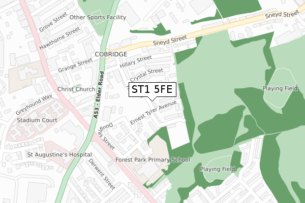 ST1 5FE map - large scale - OS Open Zoomstack (Ordnance Survey)