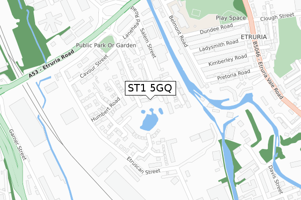 ST1 5GQ map - large scale - OS Open Zoomstack (Ordnance Survey)