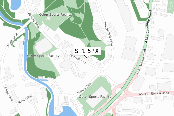 ST1 5PX map - large scale - OS Open Zoomstack (Ordnance Survey)