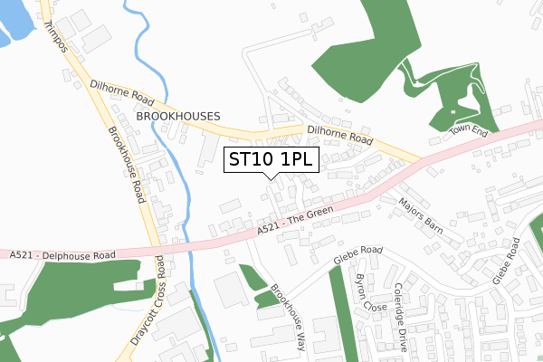 ST10 1PL map - large scale - OS Open Zoomstack (Ordnance Survey)