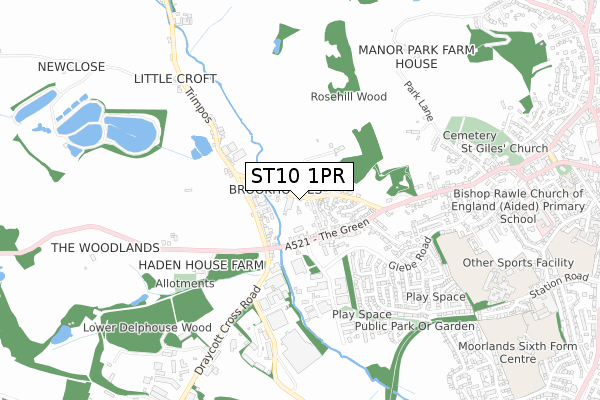 ST10 1PR map - small scale - OS Open Zoomstack (Ordnance Survey)