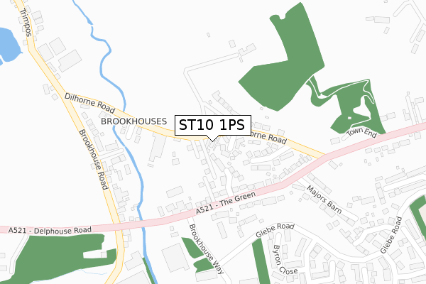 ST10 1PS map - large scale - OS Open Zoomstack (Ordnance Survey)