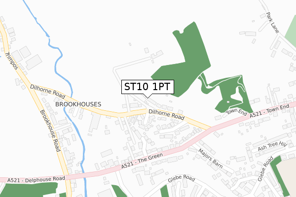 ST10 1PT map - large scale - OS Open Zoomstack (Ordnance Survey)