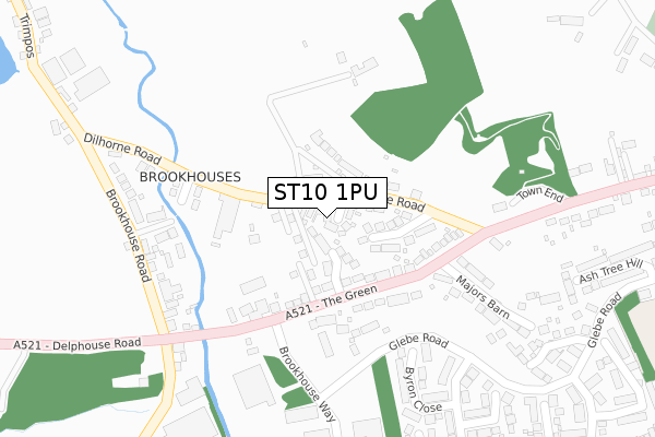 ST10 1PU map - large scale - OS Open Zoomstack (Ordnance Survey)