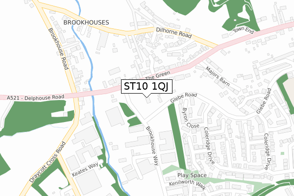 ST10 1QJ map - large scale - OS Open Zoomstack (Ordnance Survey)