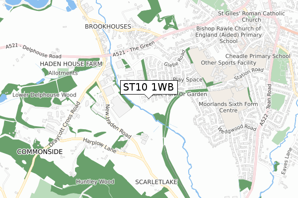 ST10 1WB map - small scale - OS Open Zoomstack (Ordnance Survey)