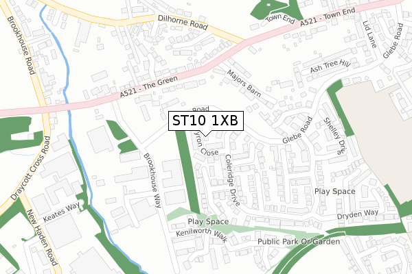 ST10 1XB map - large scale - OS Open Zoomstack (Ordnance Survey)