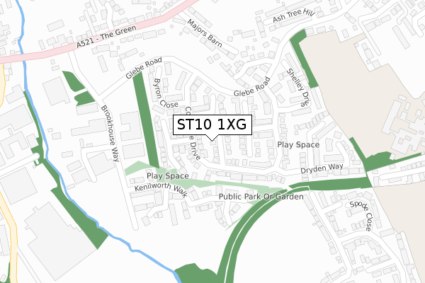 ST10 1XG map - large scale - OS Open Zoomstack (Ordnance Survey)