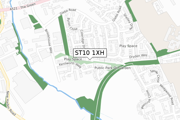 ST10 1XH map - large scale - OS Open Zoomstack (Ordnance Survey)