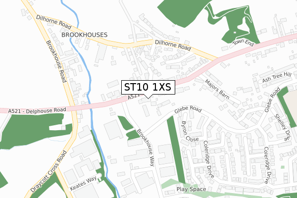 ST10 1XS map - large scale - OS Open Zoomstack (Ordnance Survey)