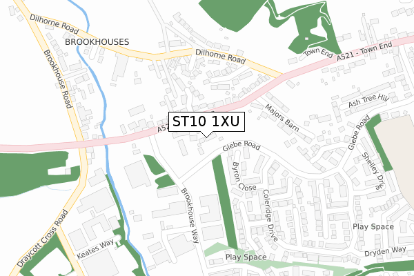 ST10 1XU map - large scale - OS Open Zoomstack (Ordnance Survey)