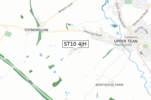 ST10 4JH map - small scale - OS Open Zoomstack (Ordnance Survey)