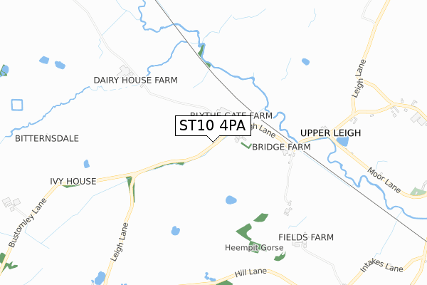 ST10 4PA map - small scale - OS Open Zoomstack (Ordnance Survey)