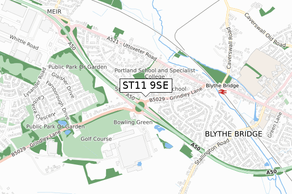 ST11 9SE map - small scale - OS Open Zoomstack (Ordnance Survey)