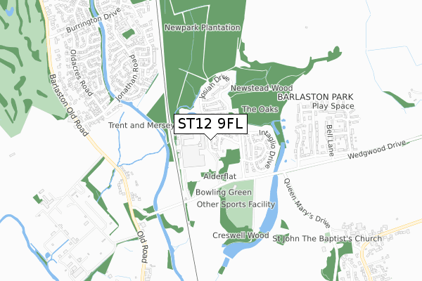 ST12 9FL map - small scale - OS Open Zoomstack (Ordnance Survey)