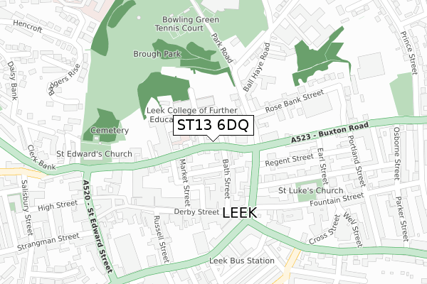 ST13 6DQ map - large scale - OS Open Zoomstack (Ordnance Survey)