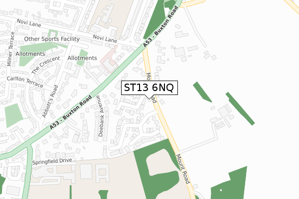 ST13 6NQ map - large scale - OS Open Zoomstack (Ordnance Survey)