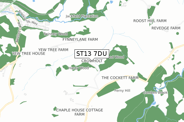 ST13 7DU map - small scale - OS Open Zoomstack (Ordnance Survey)