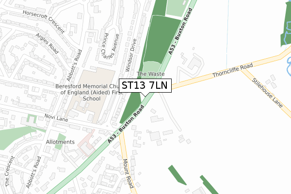 ST13 7LN map - large scale - OS Open Zoomstack (Ordnance Survey)