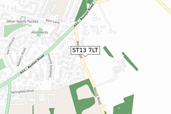 ST13 7LT map - large scale - OS Open Zoomstack (Ordnance Survey)