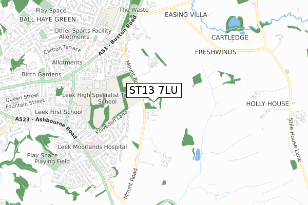 ST13 7LU map - small scale - OS Open Zoomstack (Ordnance Survey)