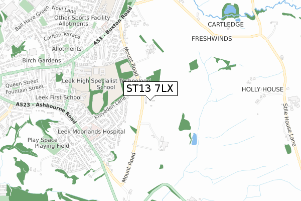 ST13 7LX map - small scale - OS Open Zoomstack (Ordnance Survey)