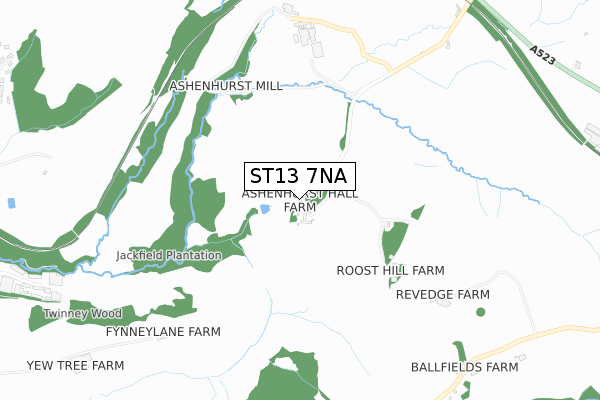 ST13 7NA map - small scale - OS Open Zoomstack (Ordnance Survey)