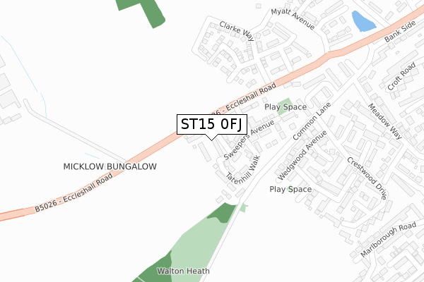 ST15 0FJ map - large scale - OS Open Zoomstack (Ordnance Survey)