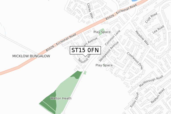 ST15 0FN map - large scale - OS Open Zoomstack (Ordnance Survey)