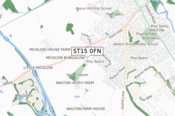 ST15 0FN map - small scale - OS Open Zoomstack (Ordnance Survey)