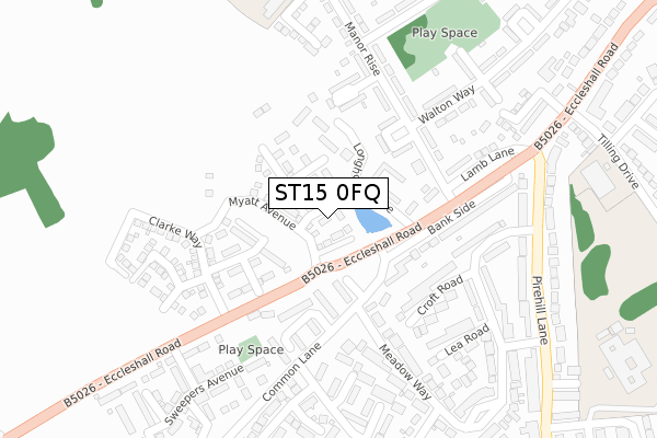 ST15 0FQ map - large scale - OS Open Zoomstack (Ordnance Survey)