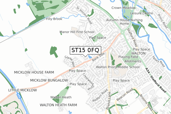 ST15 0FQ map - small scale - OS Open Zoomstack (Ordnance Survey)