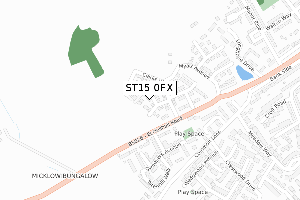 ST15 0FX map - large scale - OS Open Zoomstack (Ordnance Survey)