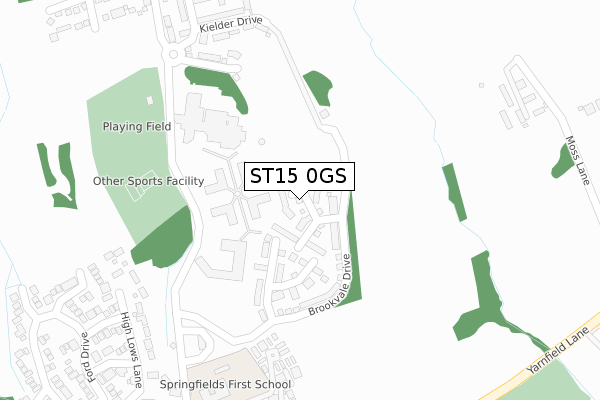 ST15 0GS map - large scale - OS Open Zoomstack (Ordnance Survey)