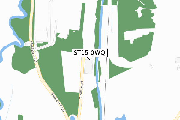 ST15 0WQ map - large scale - OS Open Zoomstack (Ordnance Survey)