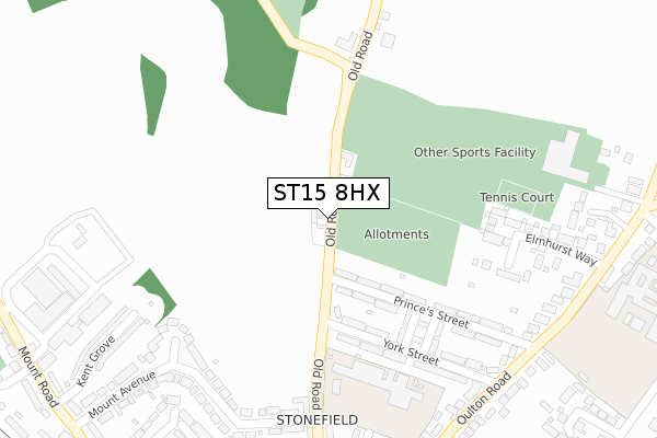 ST15 8HX map - large scale - OS Open Zoomstack (Ordnance Survey)