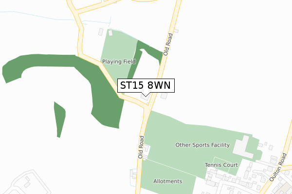 ST15 8WN map - large scale - OS Open Zoomstack (Ordnance Survey)