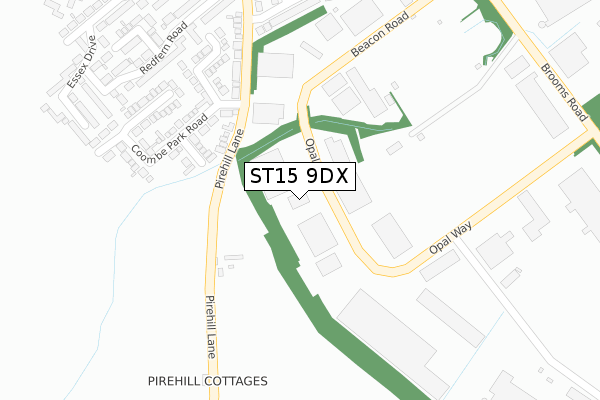 ST15 9DX map - large scale - OS Open Zoomstack (Ordnance Survey)