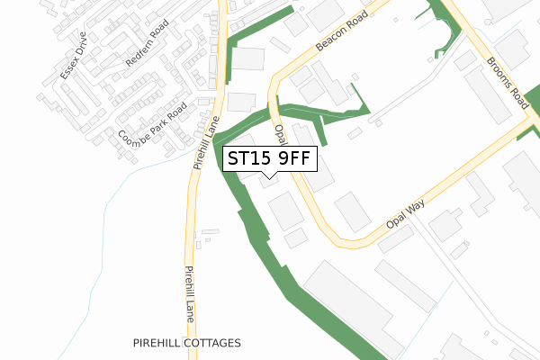 ST15 9FF map - large scale - OS Open Zoomstack (Ordnance Survey)