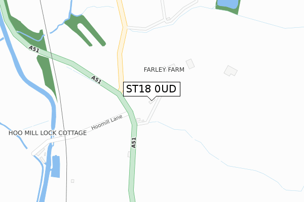 ST18 0UD map - large scale - OS Open Zoomstack (Ordnance Survey)