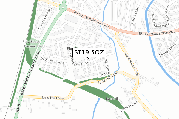 ST19 5QZ map - large scale - OS Open Zoomstack (Ordnance Survey)