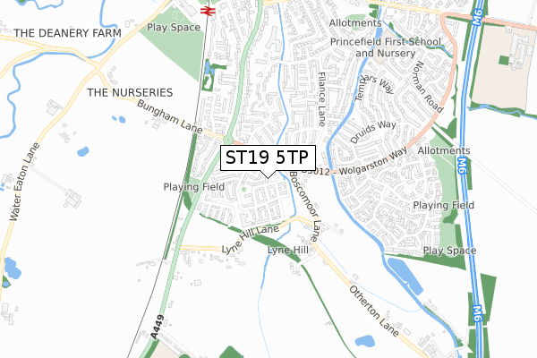 ST19 5TP map - small scale - OS Open Zoomstack (Ordnance Survey)