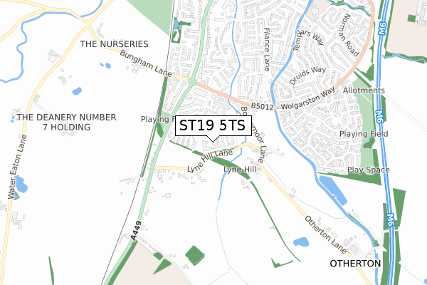 ST19 5TS map - small scale - OS Open Zoomstack (Ordnance Survey)