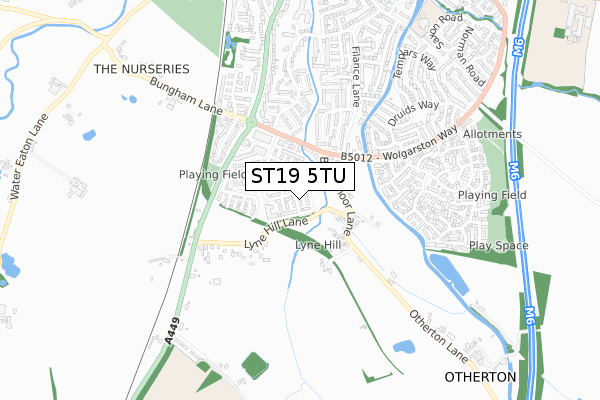 ST19 5TU map - small scale - OS Open Zoomstack (Ordnance Survey)