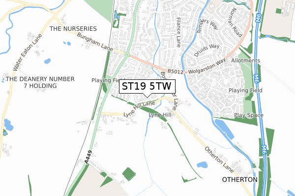 ST19 5TW map - small scale - OS Open Zoomstack (Ordnance Survey)