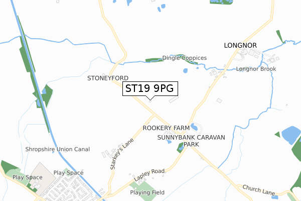 ST19 9PG map - small scale - OS Open Zoomstack (Ordnance Survey)