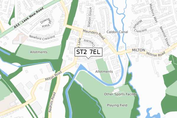 ST2 7EL map - large scale - OS Open Zoomstack (Ordnance Survey)