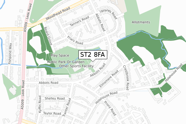 ST2 8FA map - large scale - OS Open Zoomstack (Ordnance Survey)