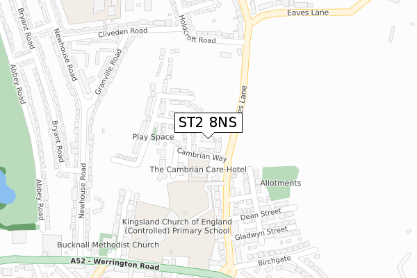 ST2 8NS map - large scale - OS Open Zoomstack (Ordnance Survey)