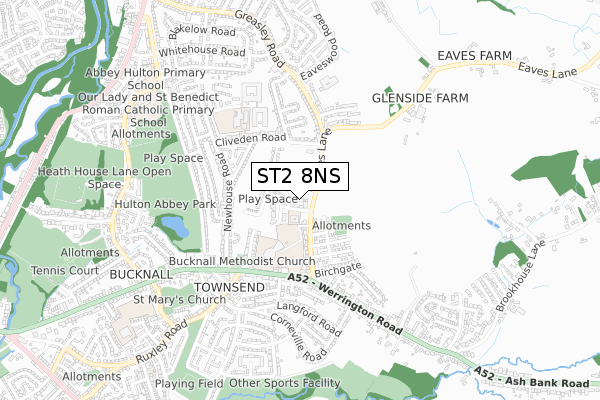 ST2 8NS map - small scale - OS Open Zoomstack (Ordnance Survey)